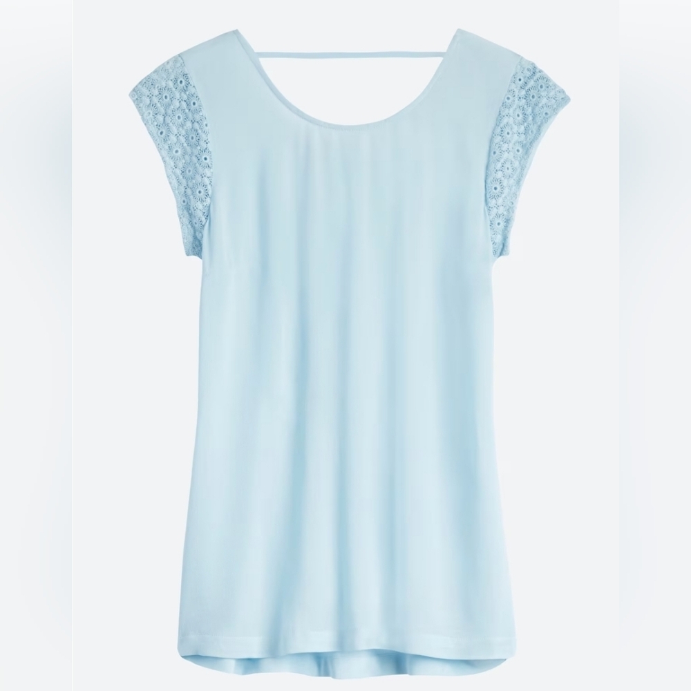 Daniel Rainn Sky Blue Eyelet Sleeve Blouse